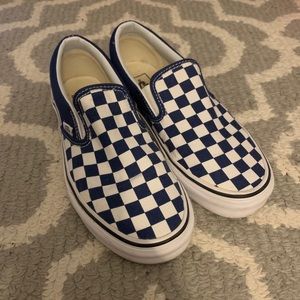 Navy checkerboard slip on Vans